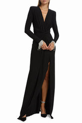 Crystal Detail Draped Maxi Dress